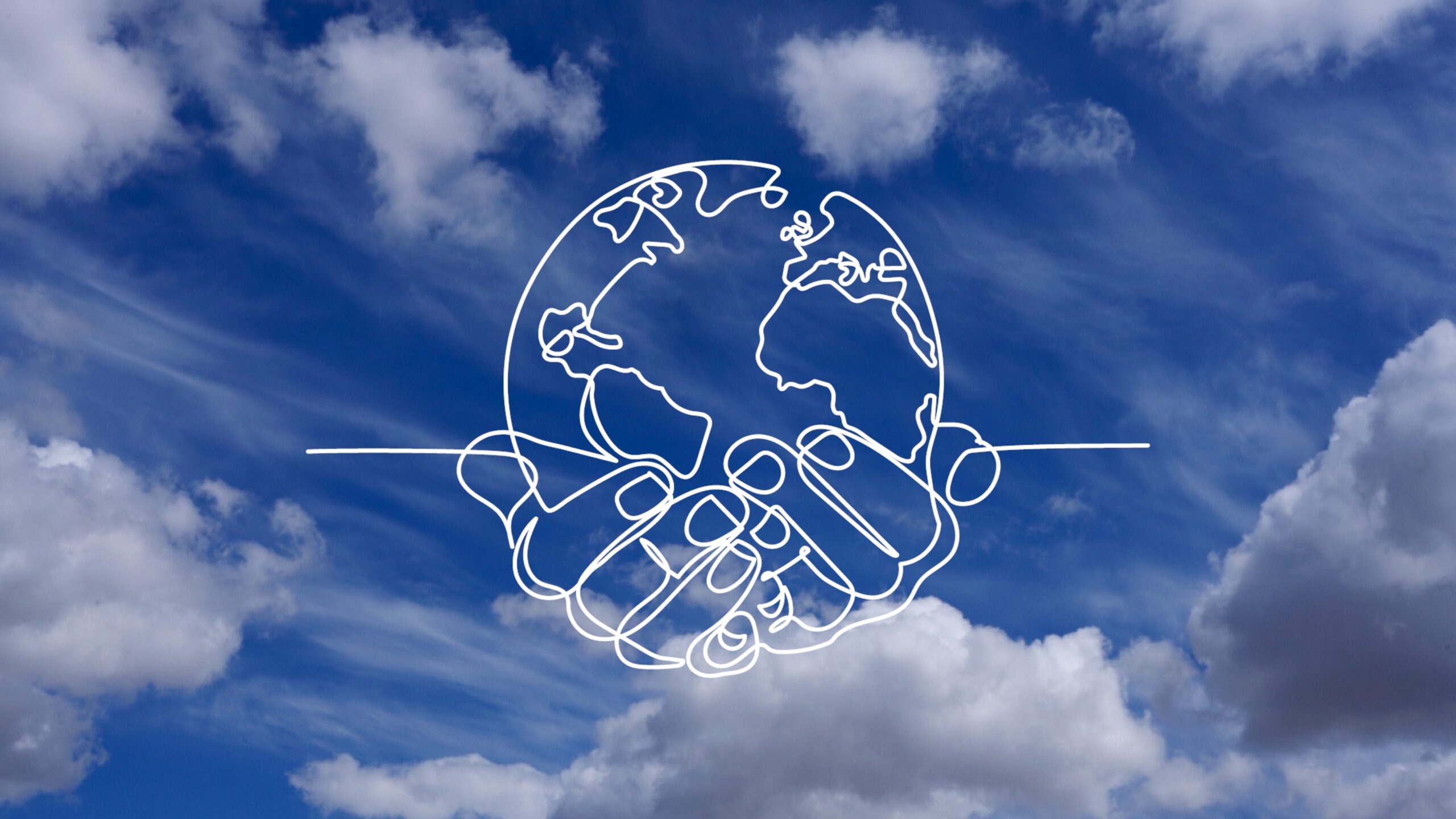 Clouds with hands holding a globe